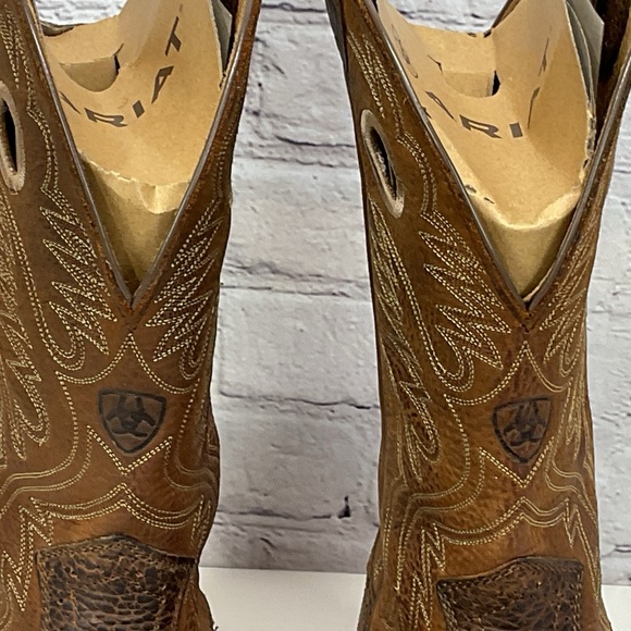 Ariat Heritage Boots Men's Size 10.5 EE Brown Two Tone Leather Cowboy Square Toe - Picture 8 of 10